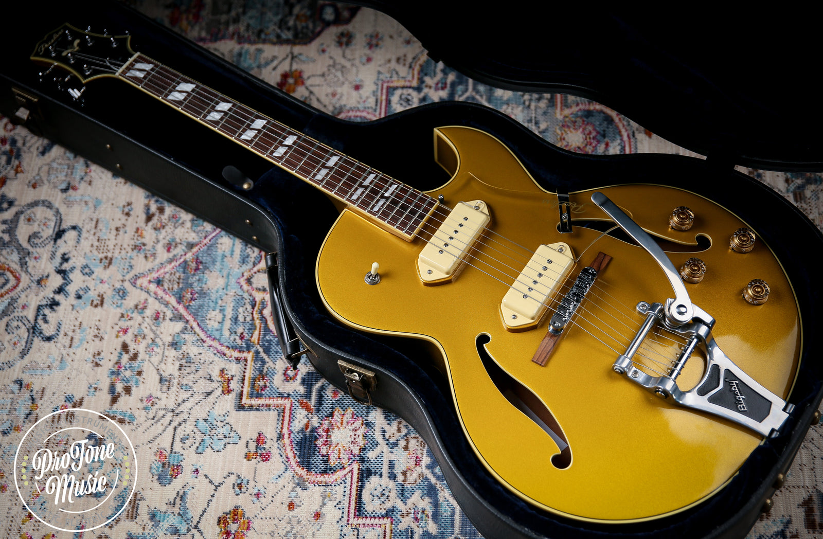 Peerless Gigmaster SC Hollow Body Metallic Gold - ProTone Music Limited