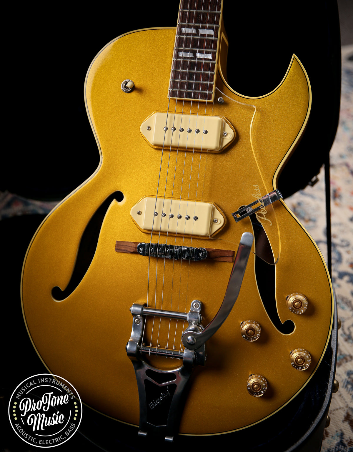 Peerless Gigmaster SC Hollow Body Metallic Gold - ProTone Music Limited
