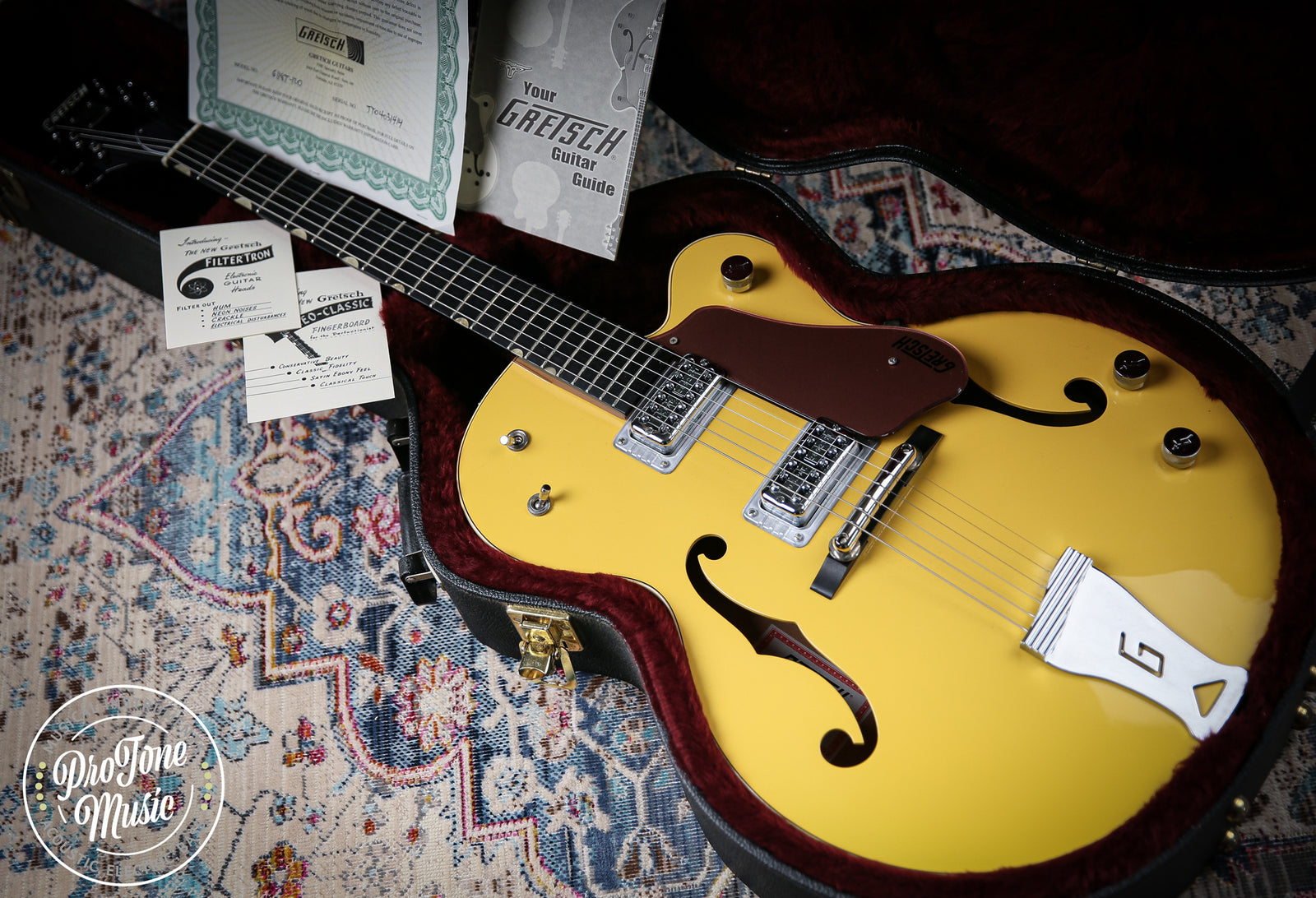 Gretsch G6118T 120th Anniversary Model Bamboo Yellow over Copper - ProTone Music Limited