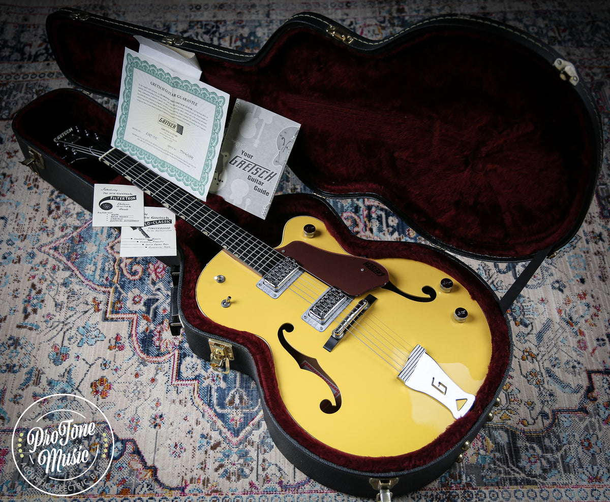 Gretsch G6118T 120th Anniversary Model Bamboo Yellow over Copper - ProTone Music Limited