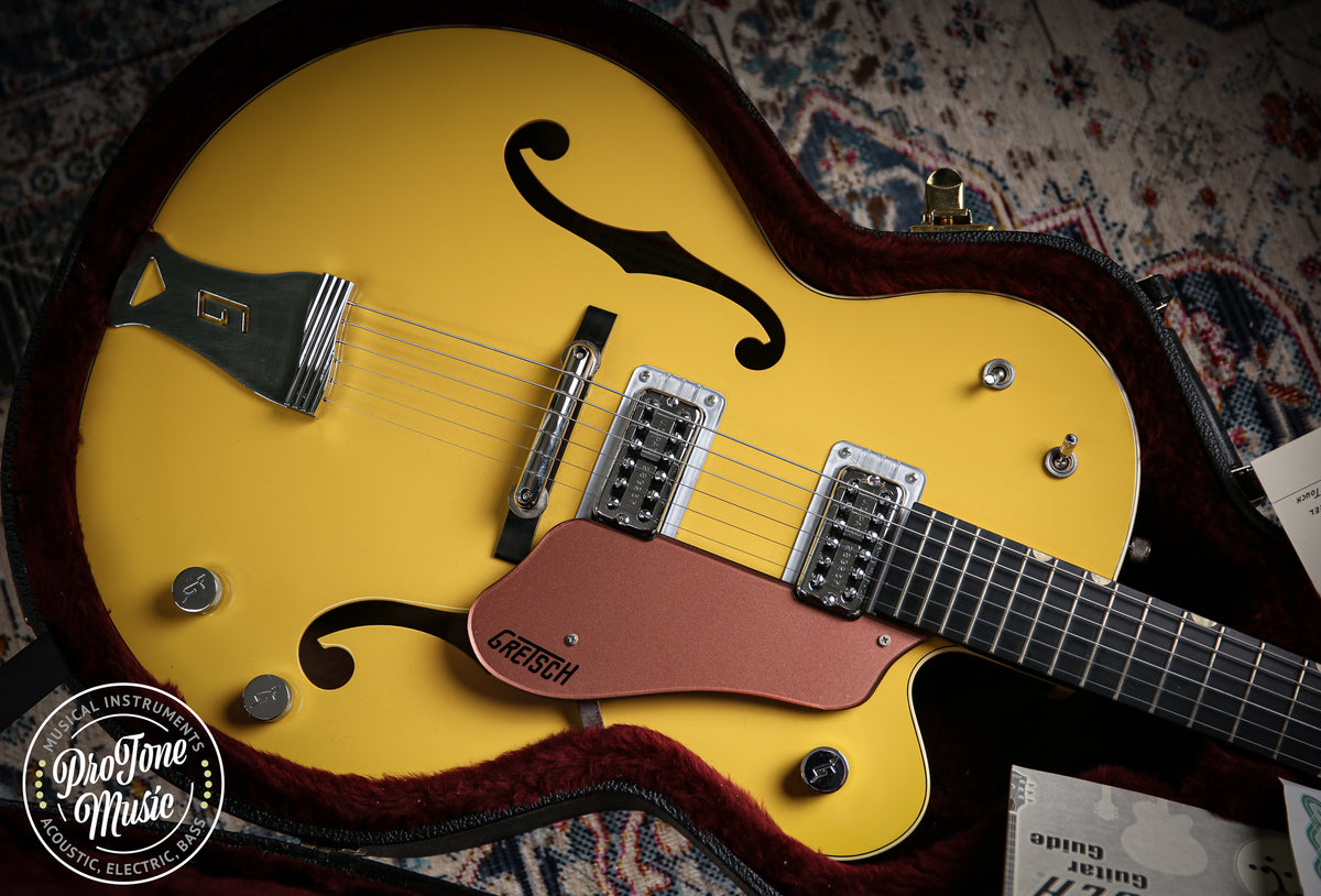 Gretsch G6118T 120th Anniversary Model Bamboo Yellow over Copper - ProTone Music Limited