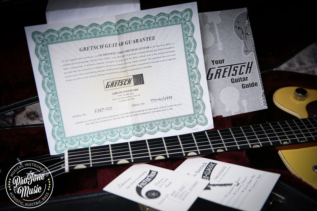 Gretsch G6118T 120th Anniversary Model Bamboo Yellow over Copper - ProTone Music Limited