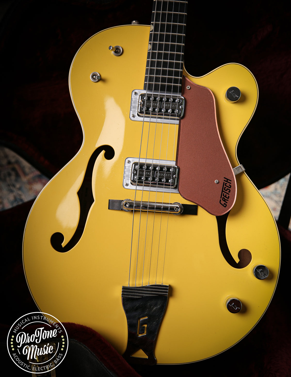 Gretsch G6118T 120th Anniversary Model Bamboo Yellow over Copper - ProTone Music Limited