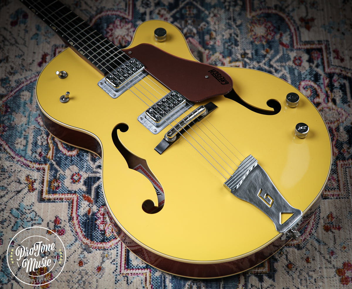 Gretsch G6118T 120th Anniversary Model Bamboo Yellow over Copper - ProTone Music Limited
