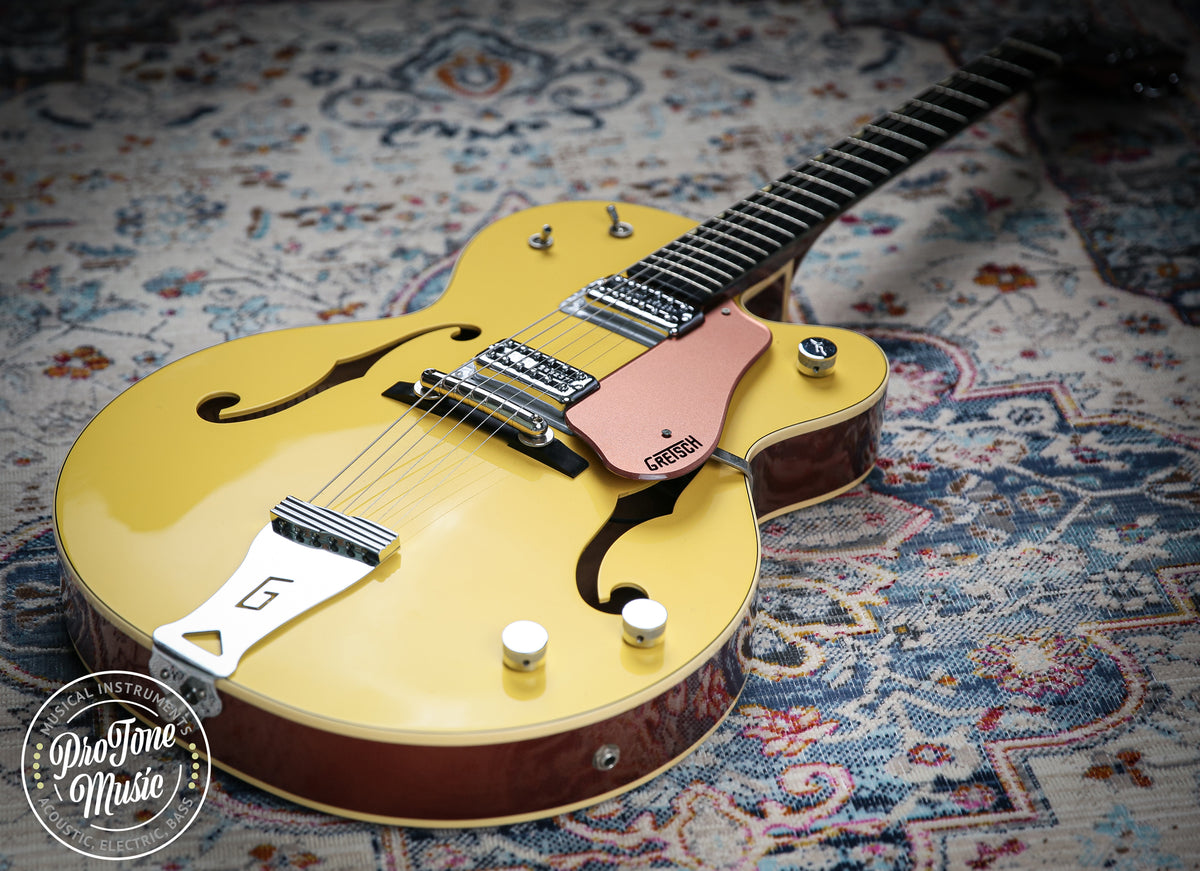 Gretsch G6118T 120th Anniversary Model Bamboo Yellow over Copper - ProTone Music Limited