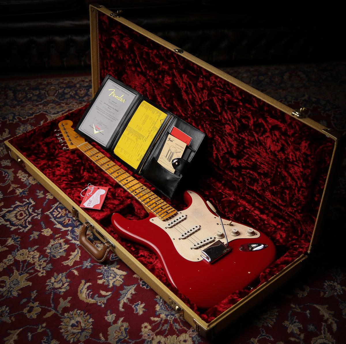 Fender USA Custom Shop 57&#39; Journyeman Relic Stratocaster Seminol Red HW POBLANOS - ProTone Music