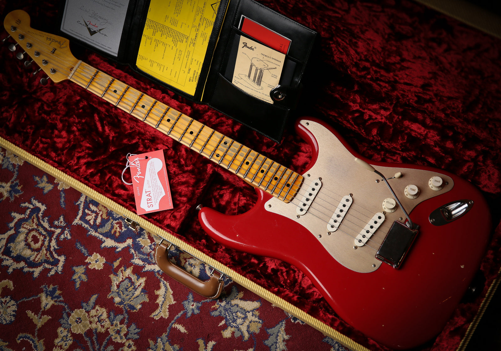 Fender USA Custom Shop 57' Journyeman Relic Stratocaster Seminol Red HW POBLANOS - ProTone Music