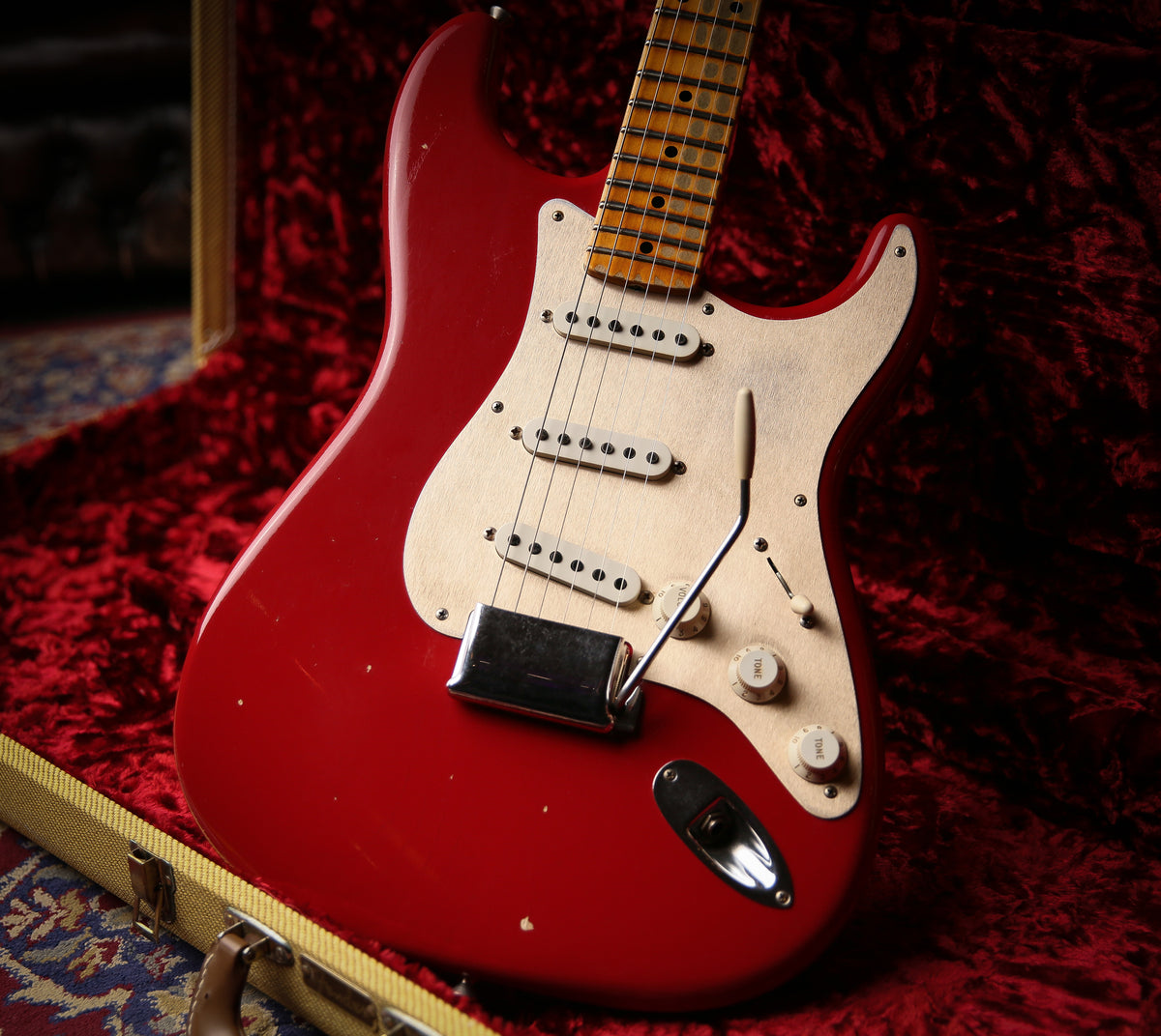 Fender USA Custom Shop 57&#39; Journyeman Relic Stratocaster Seminol Red HW POBLANOS - ProTone Music