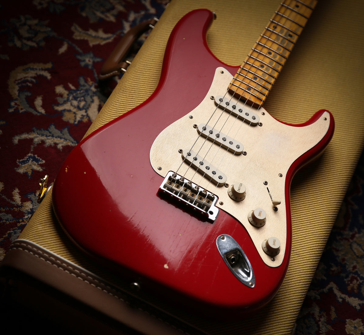 Fender USA Custom Shop 57&#39; Journyeman Relic Stratocaster Seminol Red HW POBLANOS - ProTone Music