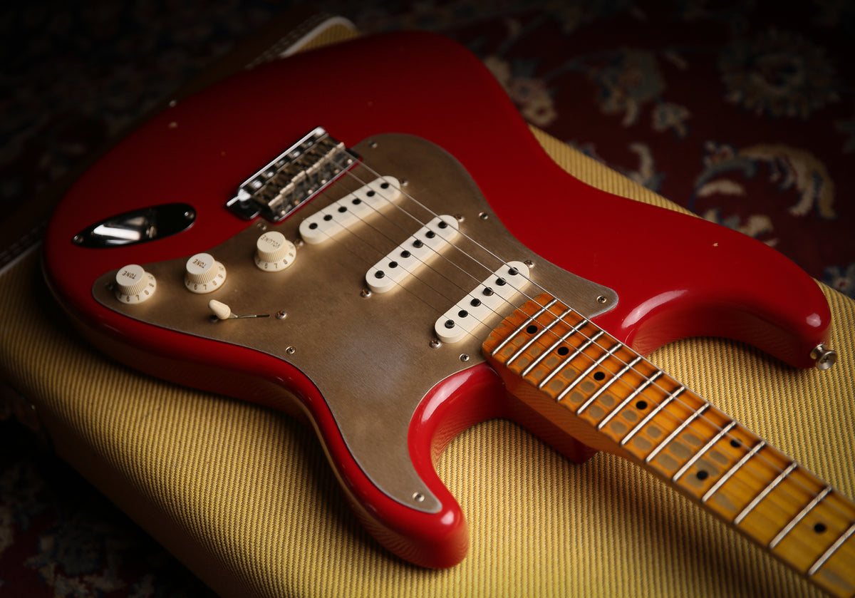 Fender USA Custom Shop 57&#39; Journyeman Relic Stratocaster Seminol Red HW POBLANOS - ProTone Music