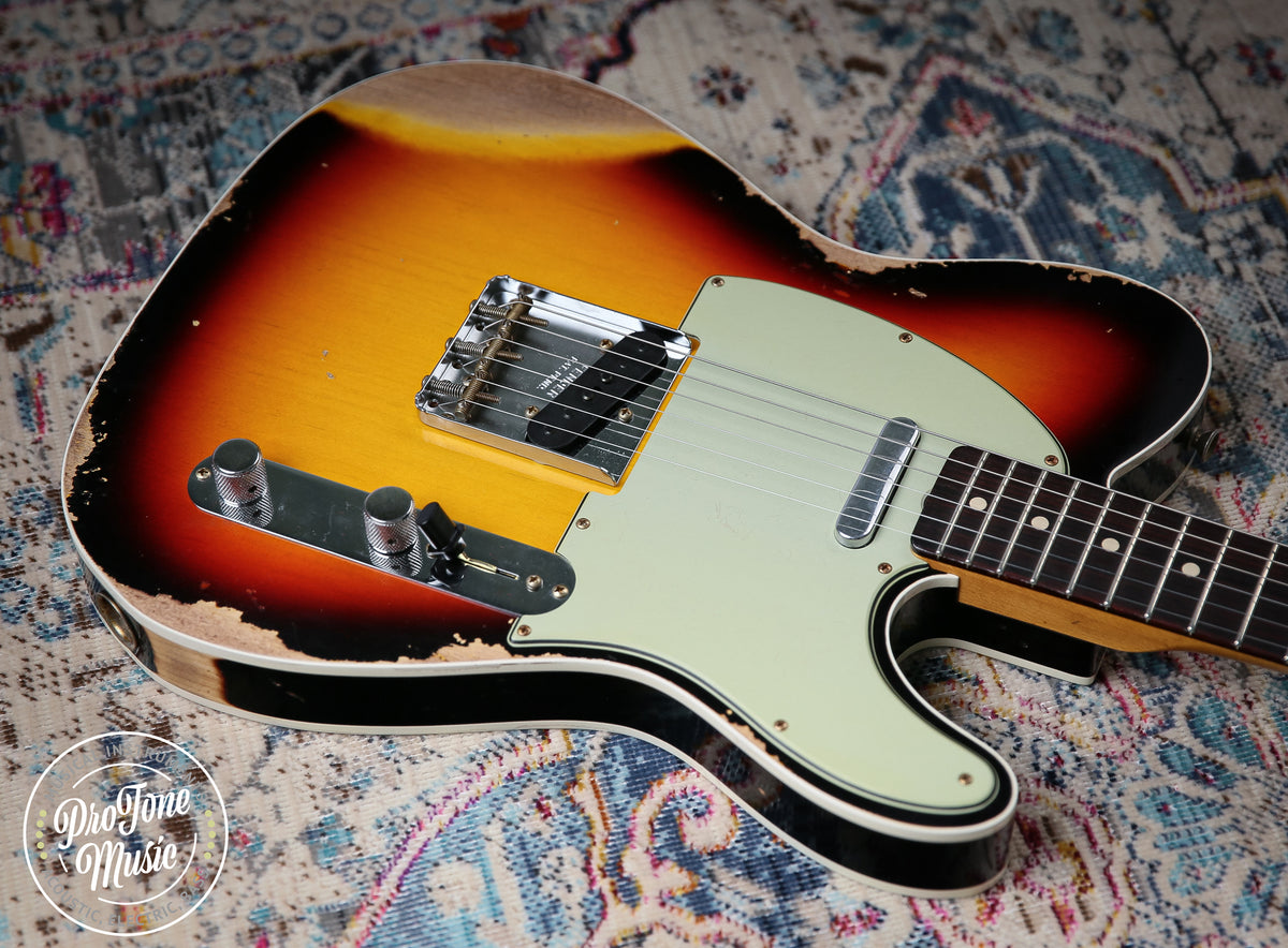2025 Fender USA Custom Shop 1960 Tele Custom Heavy Relic 3 Tone Sunburst - ProTone Music Limited