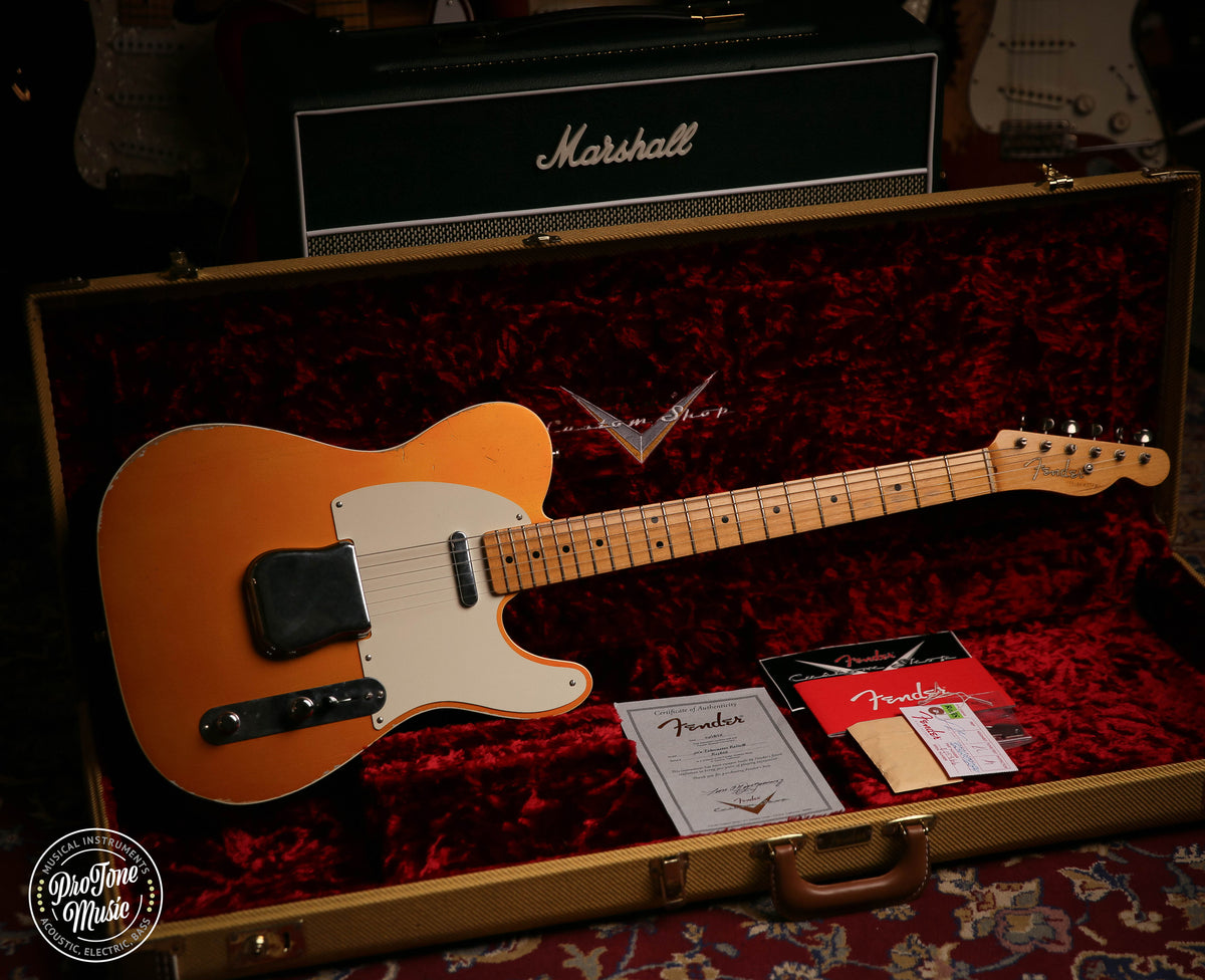 Fender Custom Shop 50s Relic Double Bound Telecaster Candy Tangerine Finish - ProTone Music