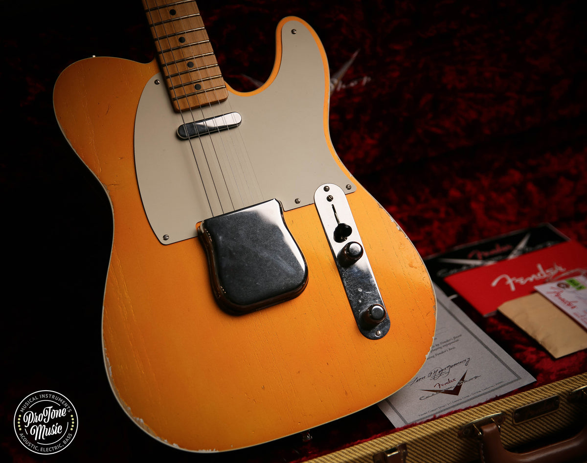 Fender Custom Shop 50s Relic Double Bound Telecaster Candy Tangerine Finish - ProTone Music