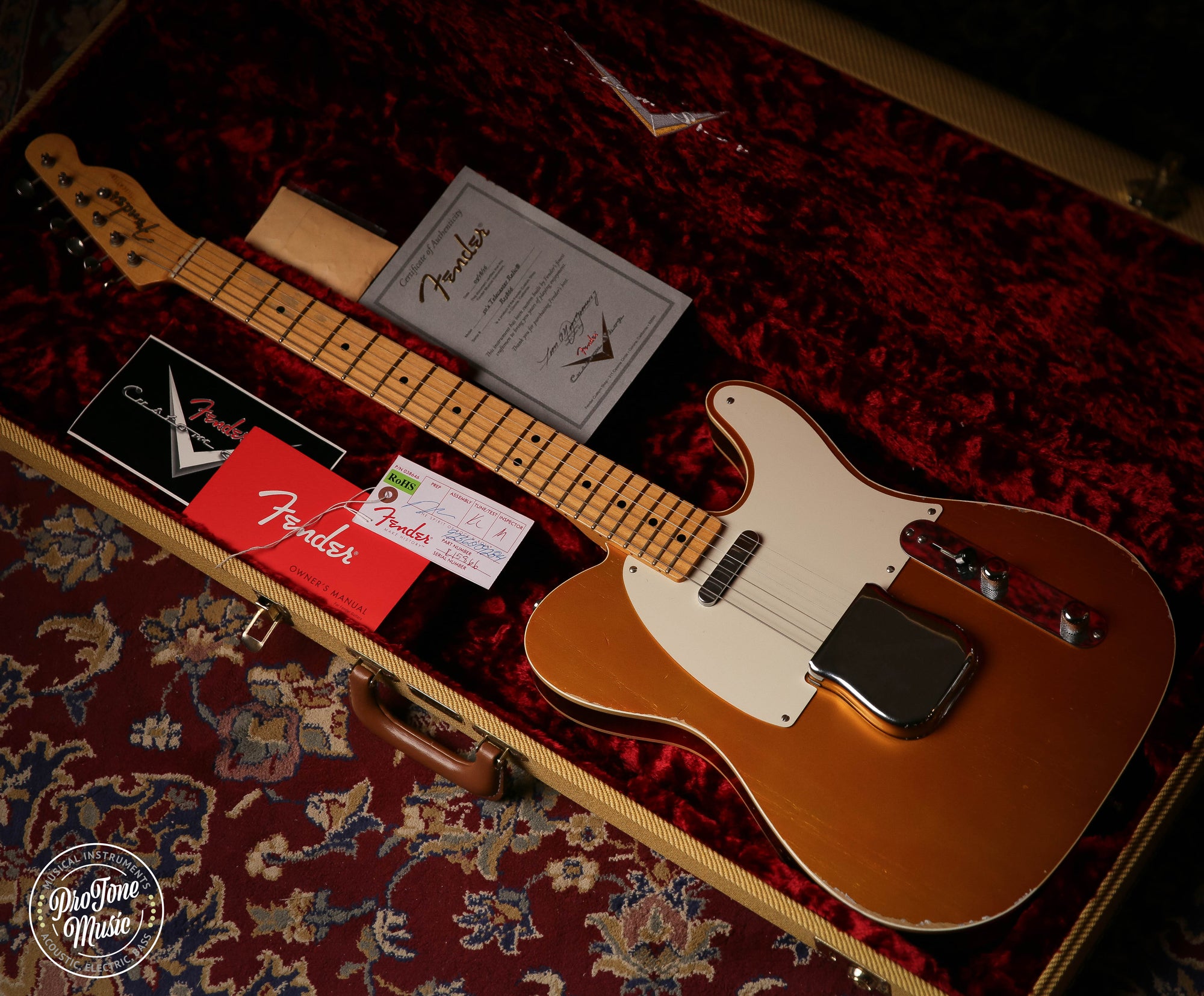 Fender Custom Shop 50s Relic Double Bound Telecaster Candy Tangerine Finish - ProTone Music