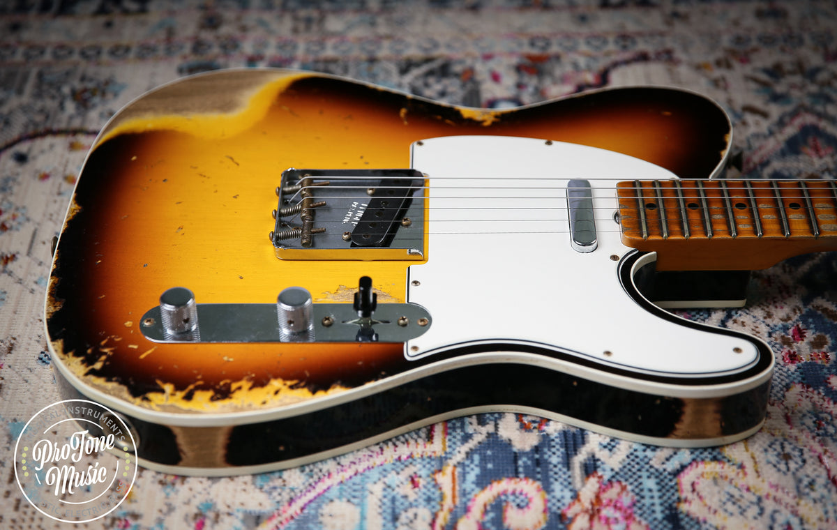 2022 Fender Custom Shop 65' Tele Custom Heavy Relic 3 Tone Sunburst