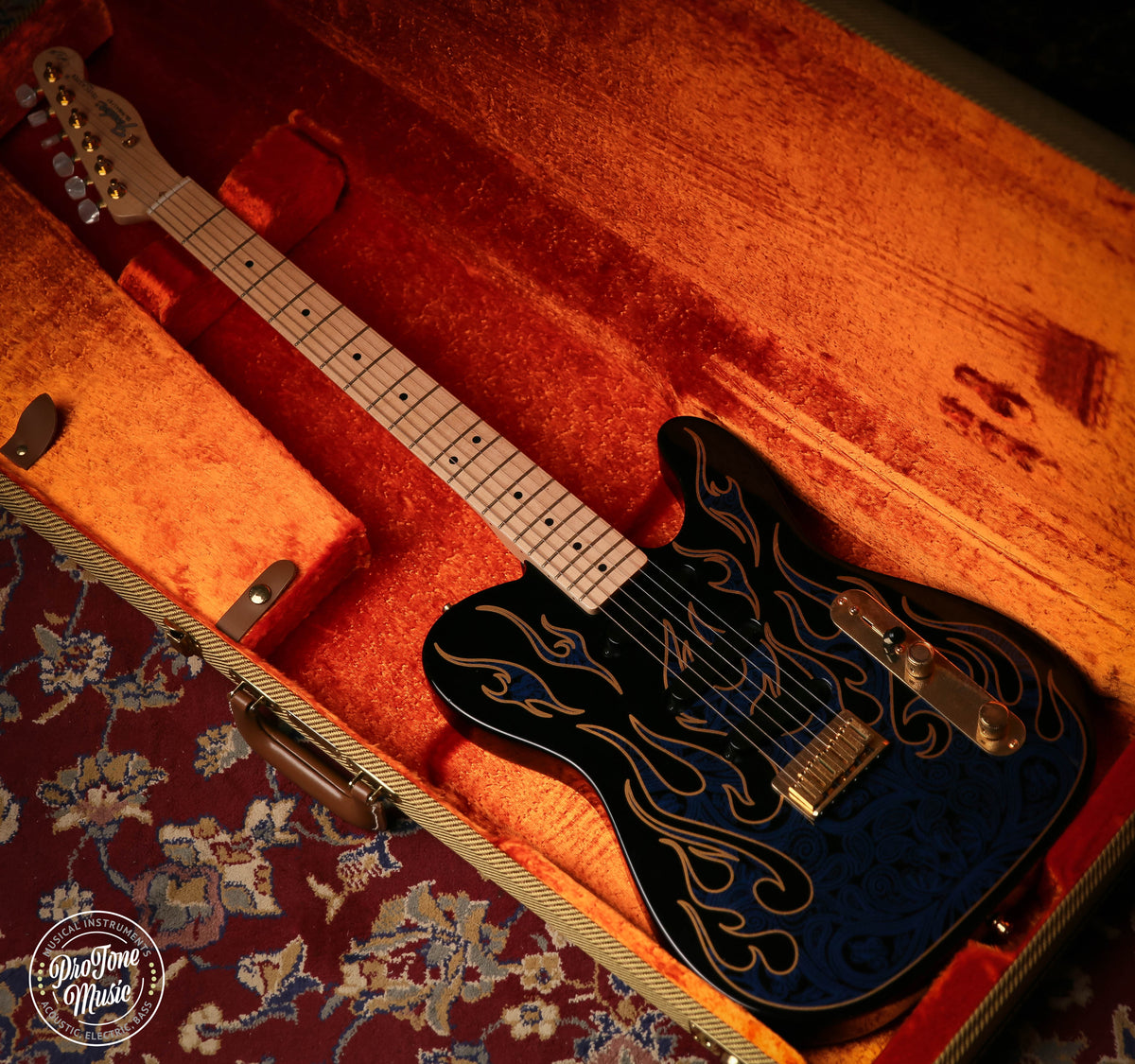 Fender USA James Burton Signature Telecaster Blue Paisley Flame &amp; Fender Case - ProTone Music