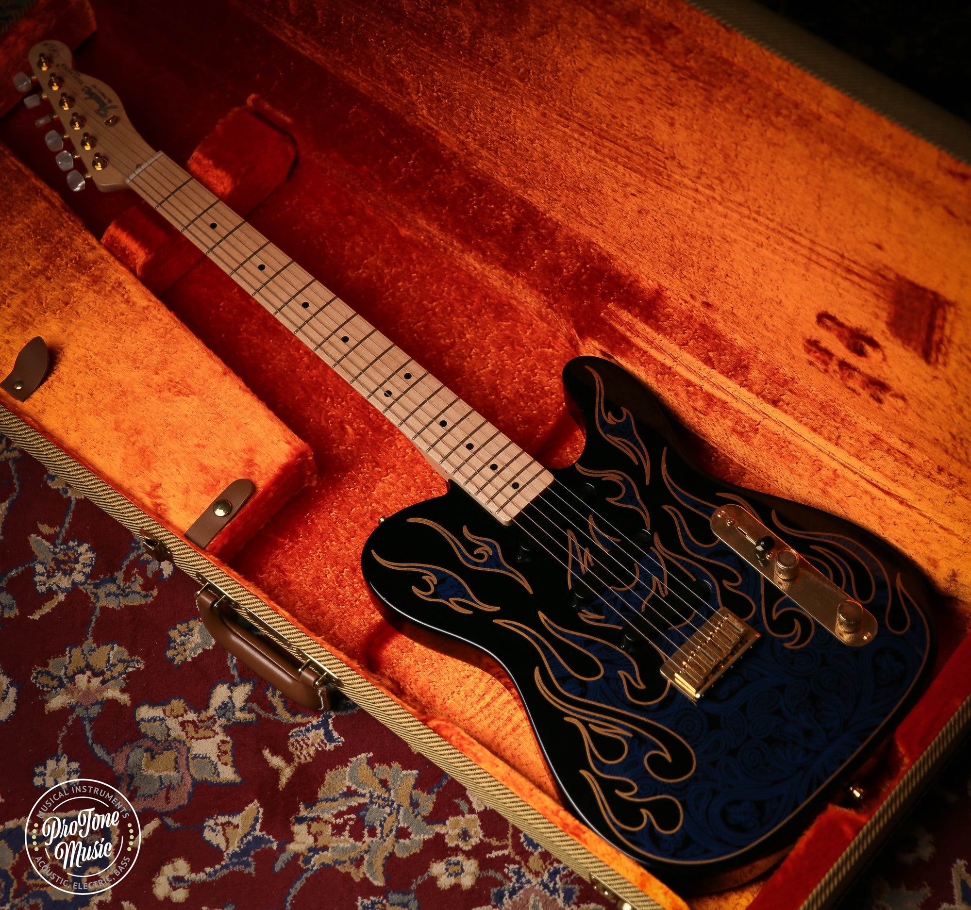 Fender USA James Burton Signature Telecaster Blue Paisley Flame & Fender Case - ProTone Music