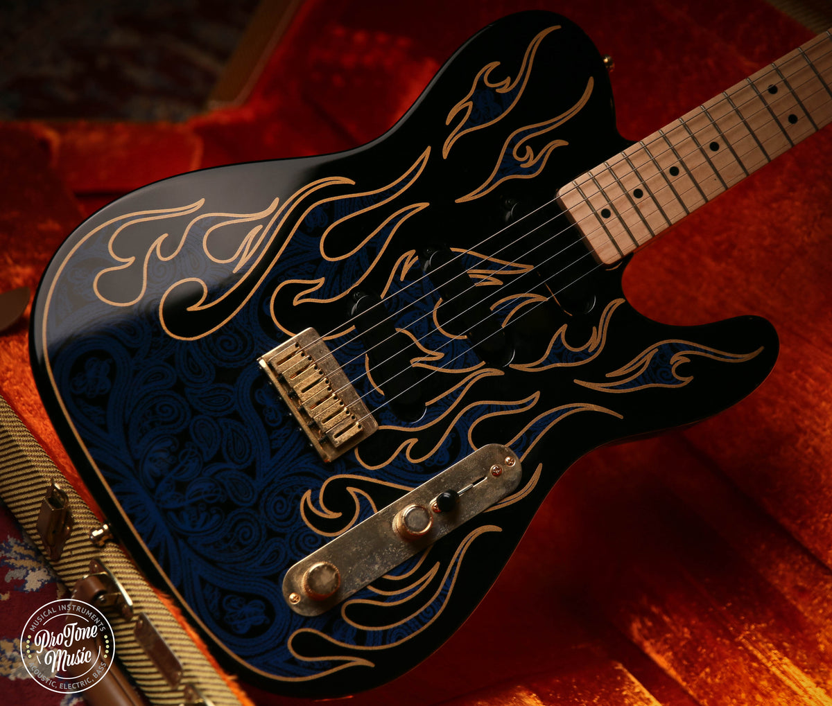 Fender USA James Burton Signature Telecaster Blue Paisley Flame &amp; Fender Case - ProTone Music