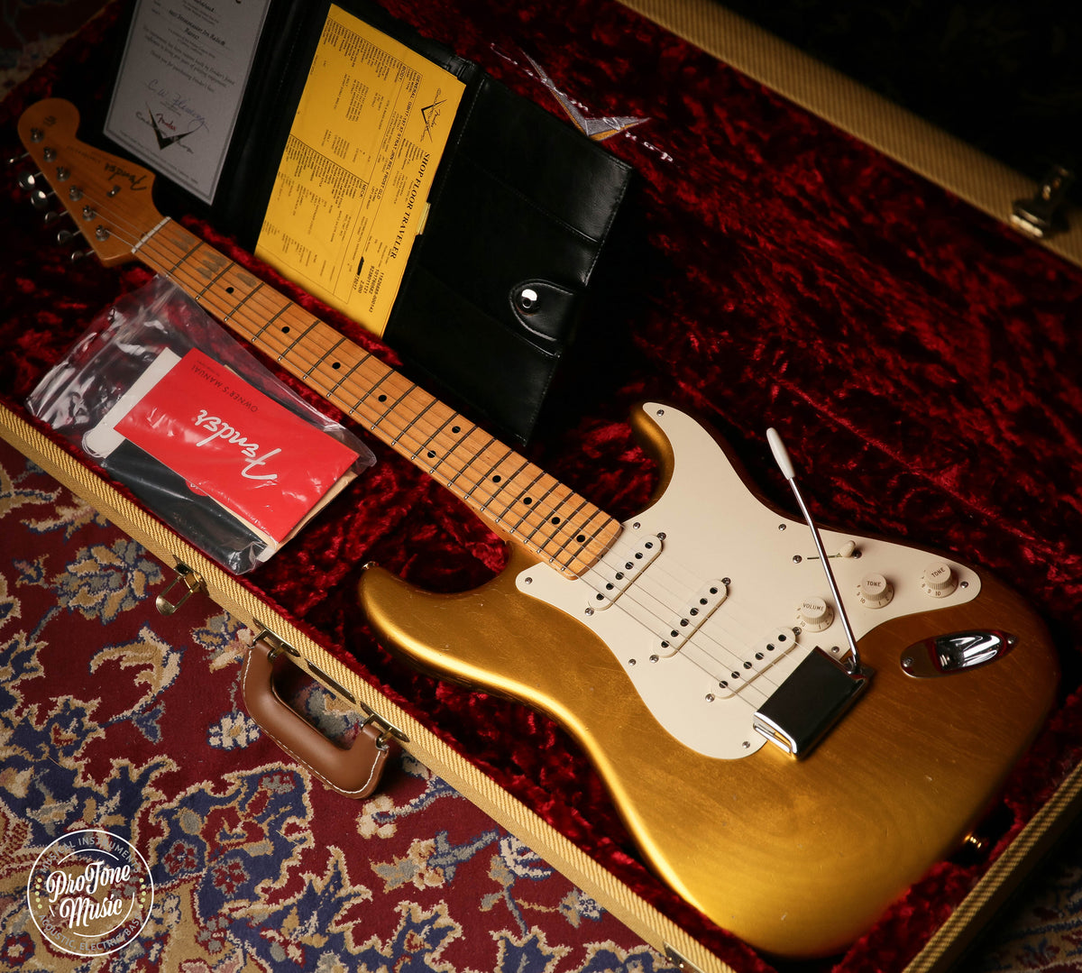 Fender Custom Shop 57&#39; Journeyman Relic Stratocaster Frost Gold &amp; Case &amp; COA - ProTone Music