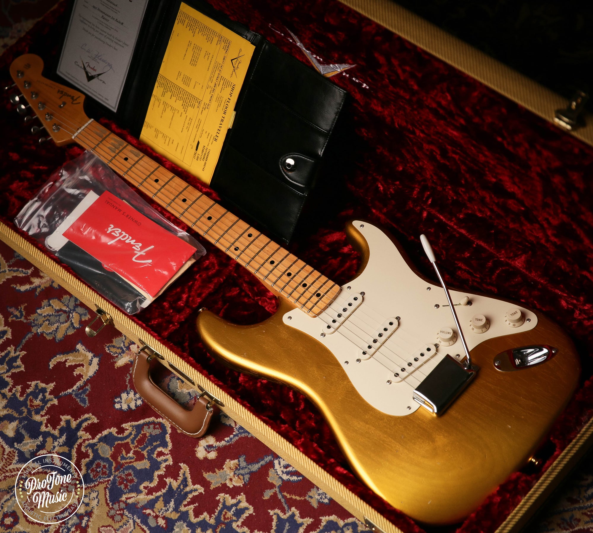 Fender Custom Shop 57' Journeyman Relic Stratocaster Frost Gold & Case & COA - ProTone Music