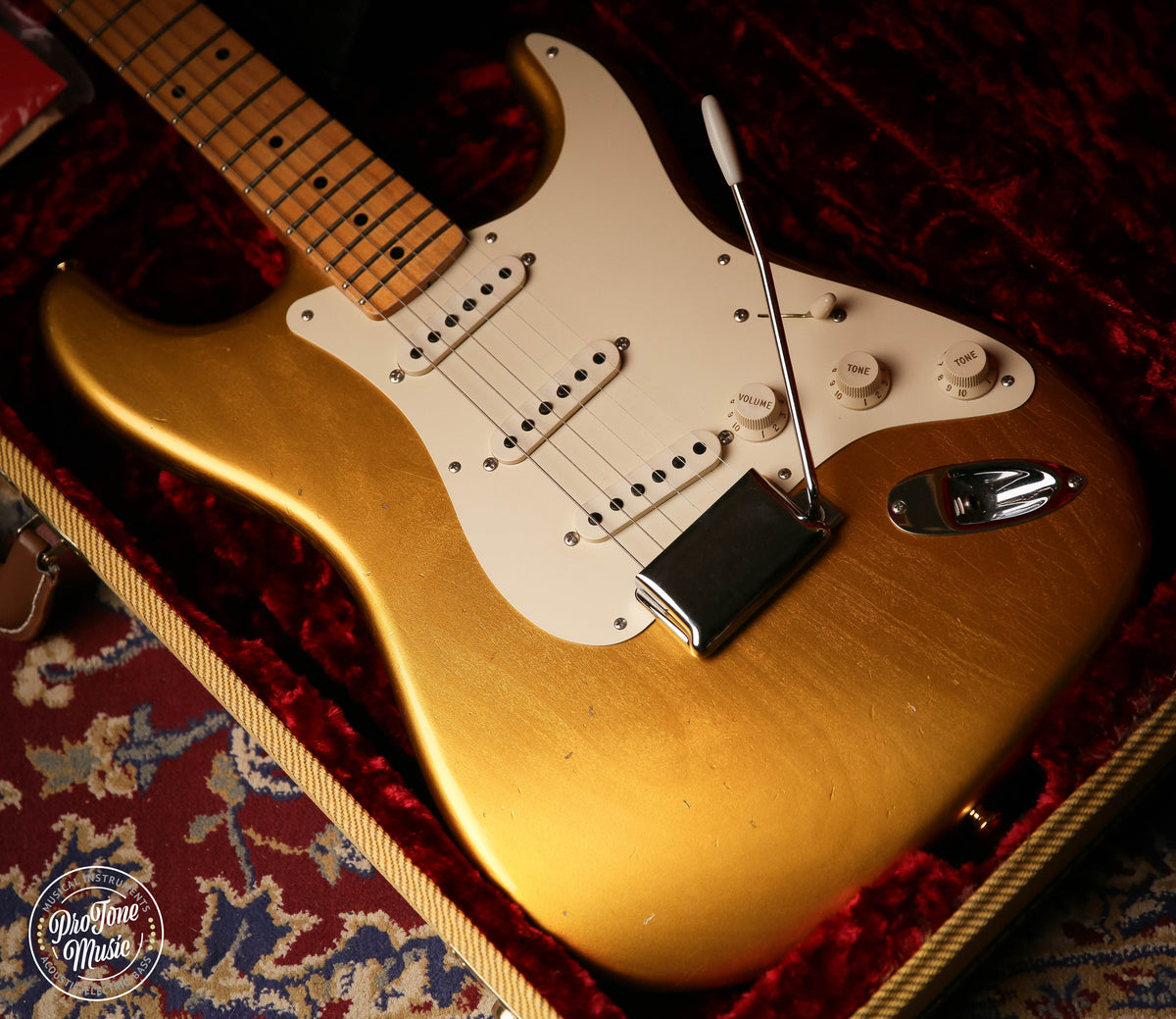 Fender Custom Shop 57&#39; Journeyman Relic Stratocaster Frost Gold &amp; Case &amp; COA - ProTone Music