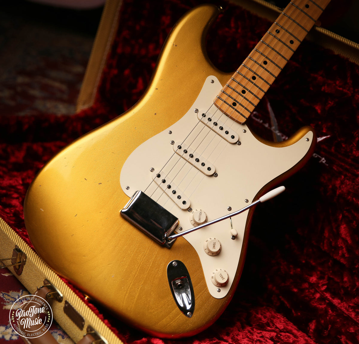 Fender Custom Shop 57&#39; Journeyman Relic Stratocaster Frost Gold &amp; Case &amp; COA - ProTone Music