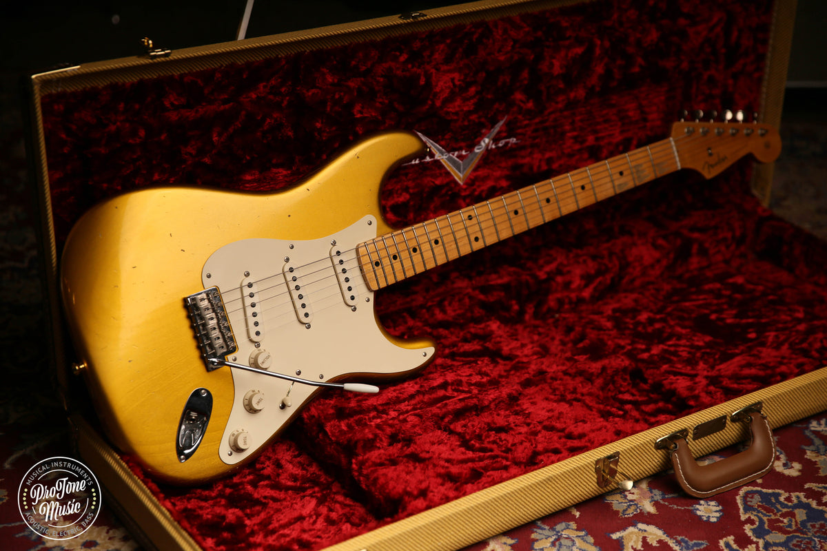 Fender Custom Shop 57&#39; Journeyman Relic Stratocaster Frost Gold &amp; Case &amp; COA - ProTone Music