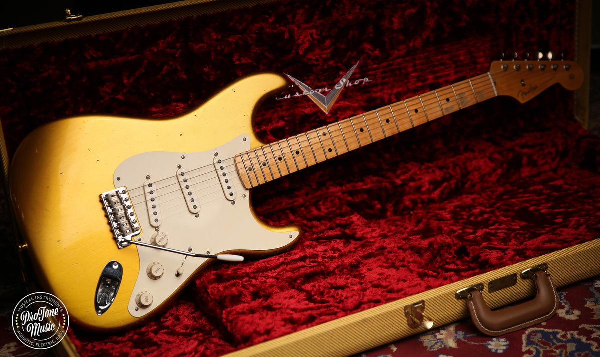 Fender Custom Shop 57&#39; Journeyman Relic Stratocaster Frost Gold &amp; Case &amp; COA - ProTone Music