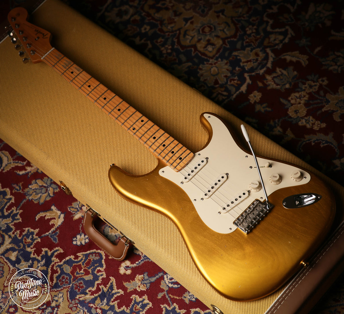 Fender Custom Shop 57&#39; Journeyman Relic Stratocaster Frost Gold &amp; Case &amp; COA - ProTone Music