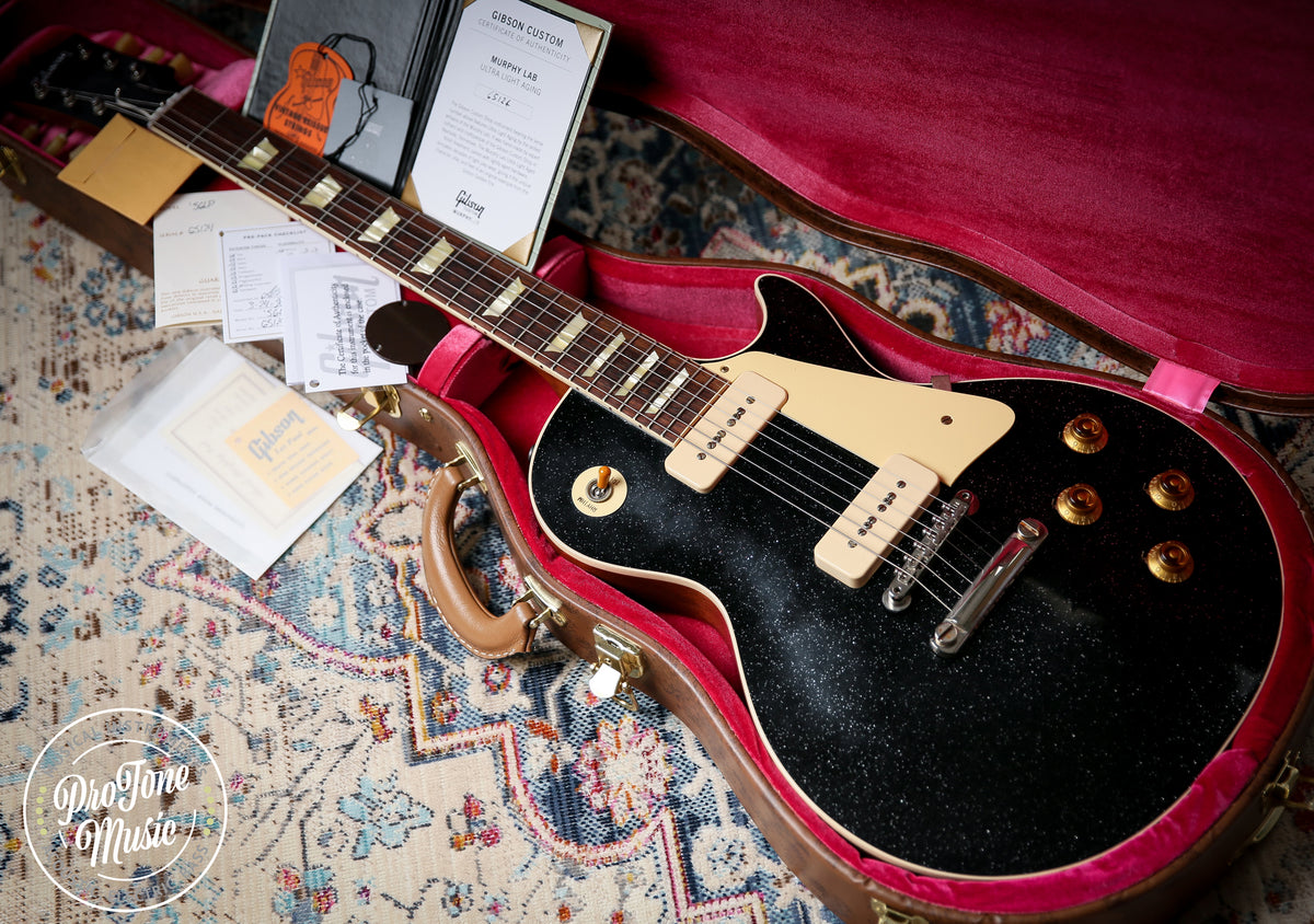 2025 Gibson Custom Shop Les Paul 56' Murphy Lab Ultra Light Aged Black Sparkle