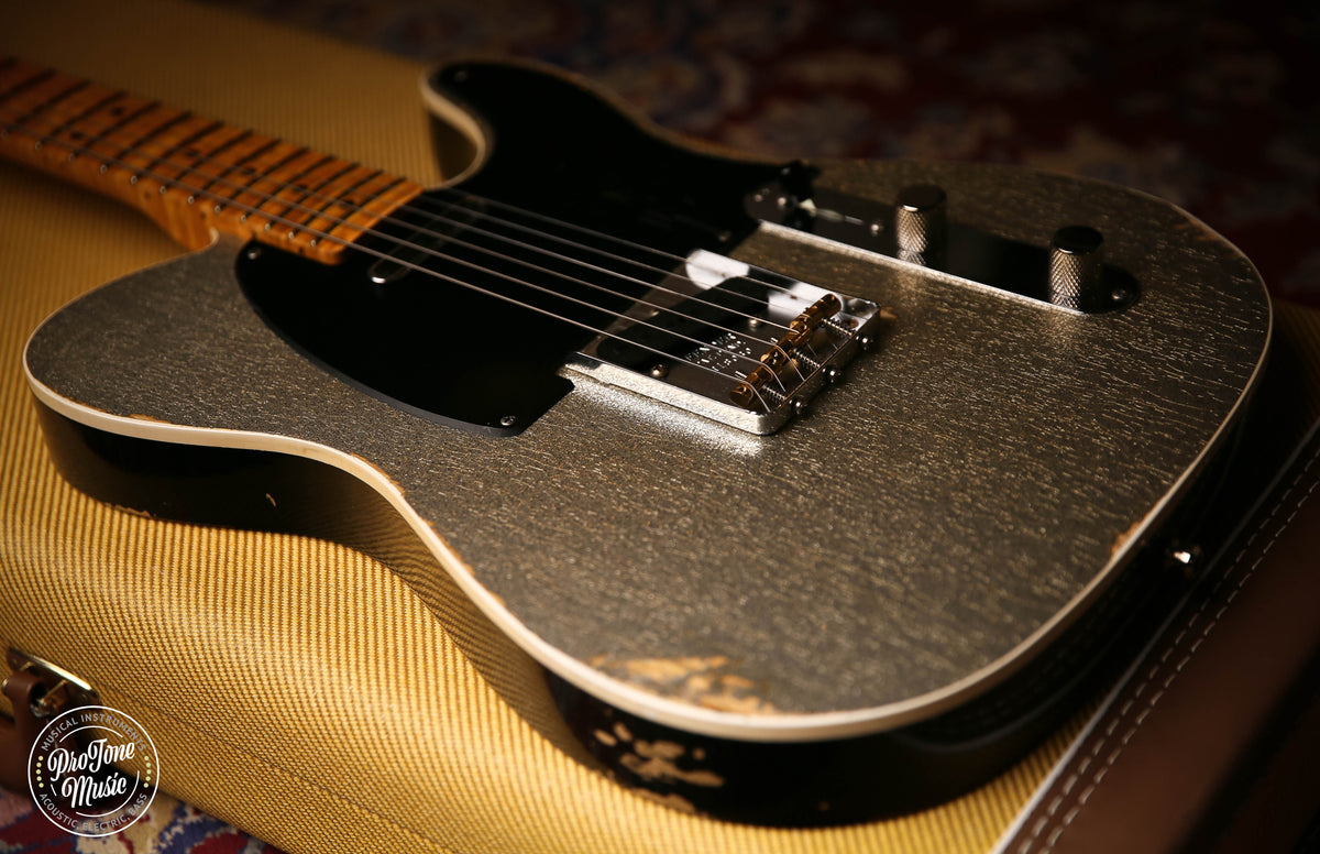 Fender Custom Shop Limited Double Esquire Relic Silver Sparkle &amp; Case &amp; Tags - ProTone Music