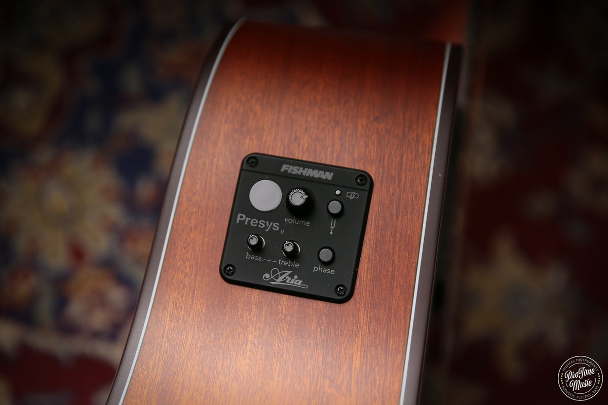 Aria 111-CE Electro Acoustic Dreadnought Guitar Matte Tobacco Burst