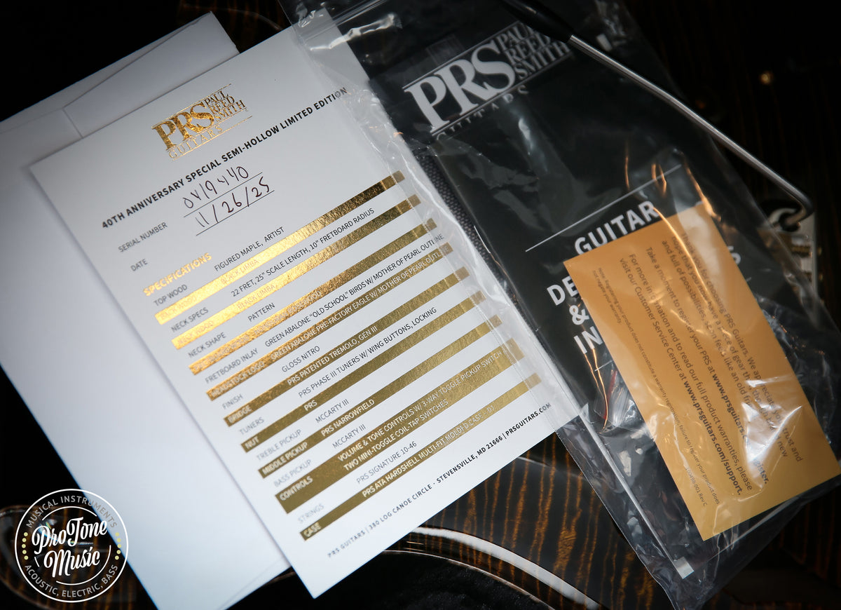 2025 PRS 40th Anniversary Special Semi Hollow Limited Editio Yellow Tiger