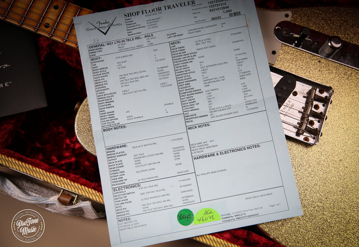Fender Custom Shop Ltd 55' Telecaster Relic Gold Sparkle