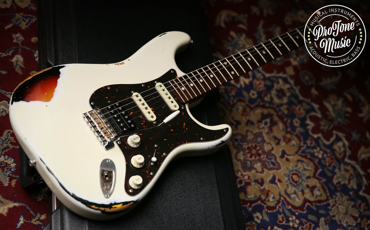 Xotic California Classic XSC-2 HSS Heavy Relic White Over Sunburst - ProTone Music