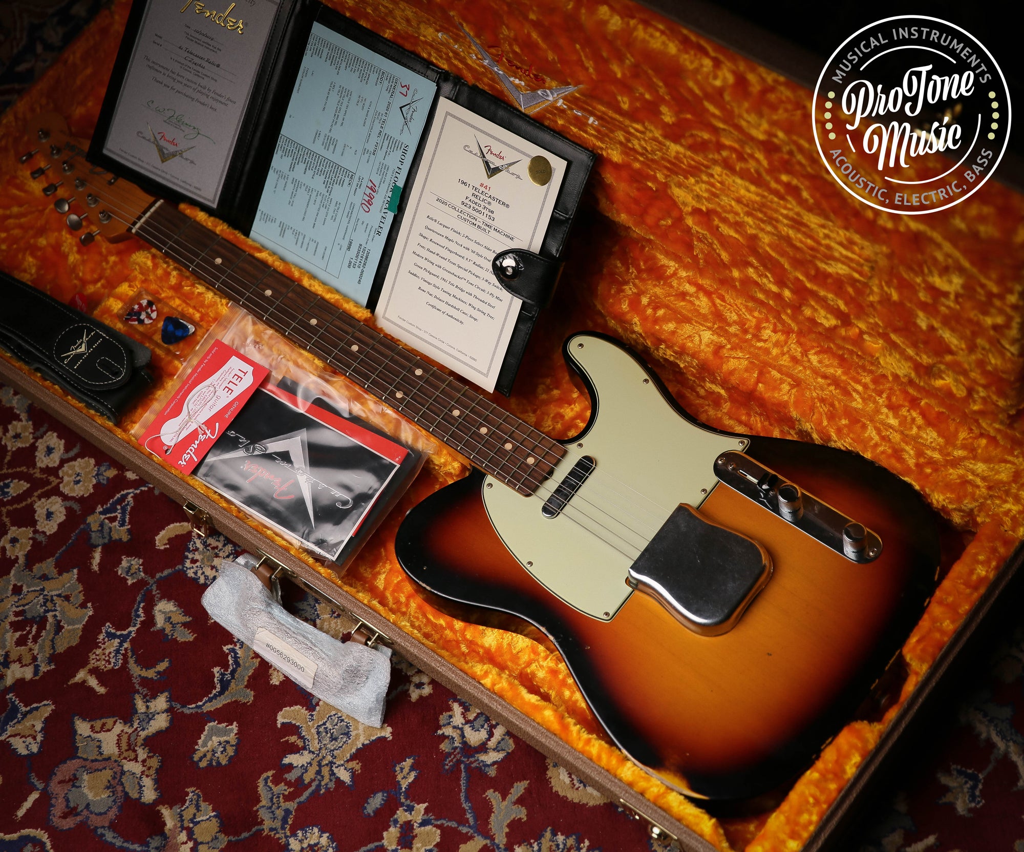 2020 Fender USA Custom Shop 1961 Telecaster Relic Faded 3 Tone Sunburst - ProTone Music