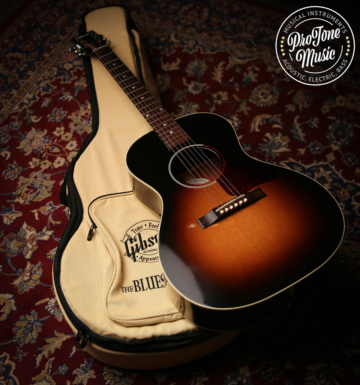 Gibson USA Blues King Vintage Sunburst Acoustic Guitar &amp; Gibson Gig Bag - ProTone Music