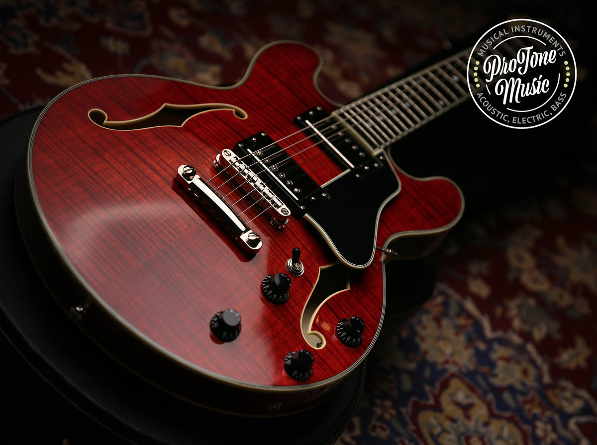 Eastman T484 Semi Hollow Cherry Red Flame Top &amp; Hard Case - ProTone Music
