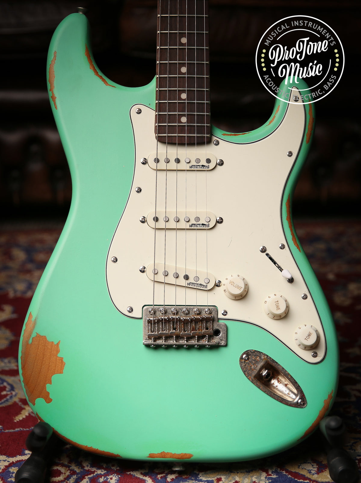 Vintage V6 ICON Electric Guitar Distressed Ventura Green - ProTone Music