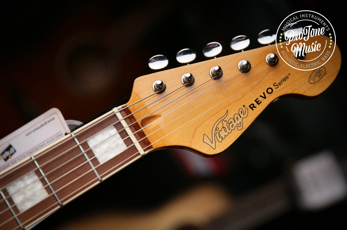 Vintage REVO Series &#39;Surfmaster 90&#39; Guitar Metallic Silver