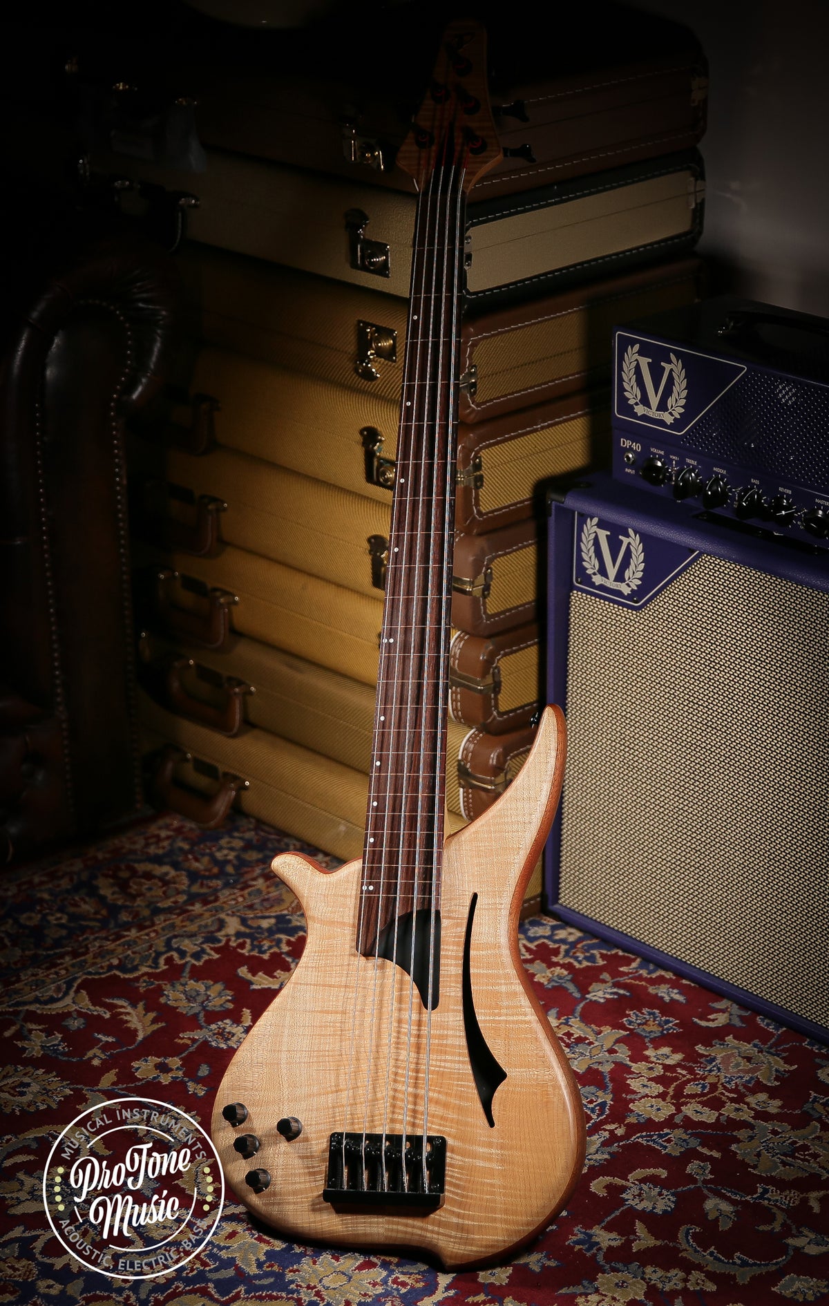 Tune WB5-FM 5 String Left Handed Fretless Bass Guitar Natural - ProTone Music