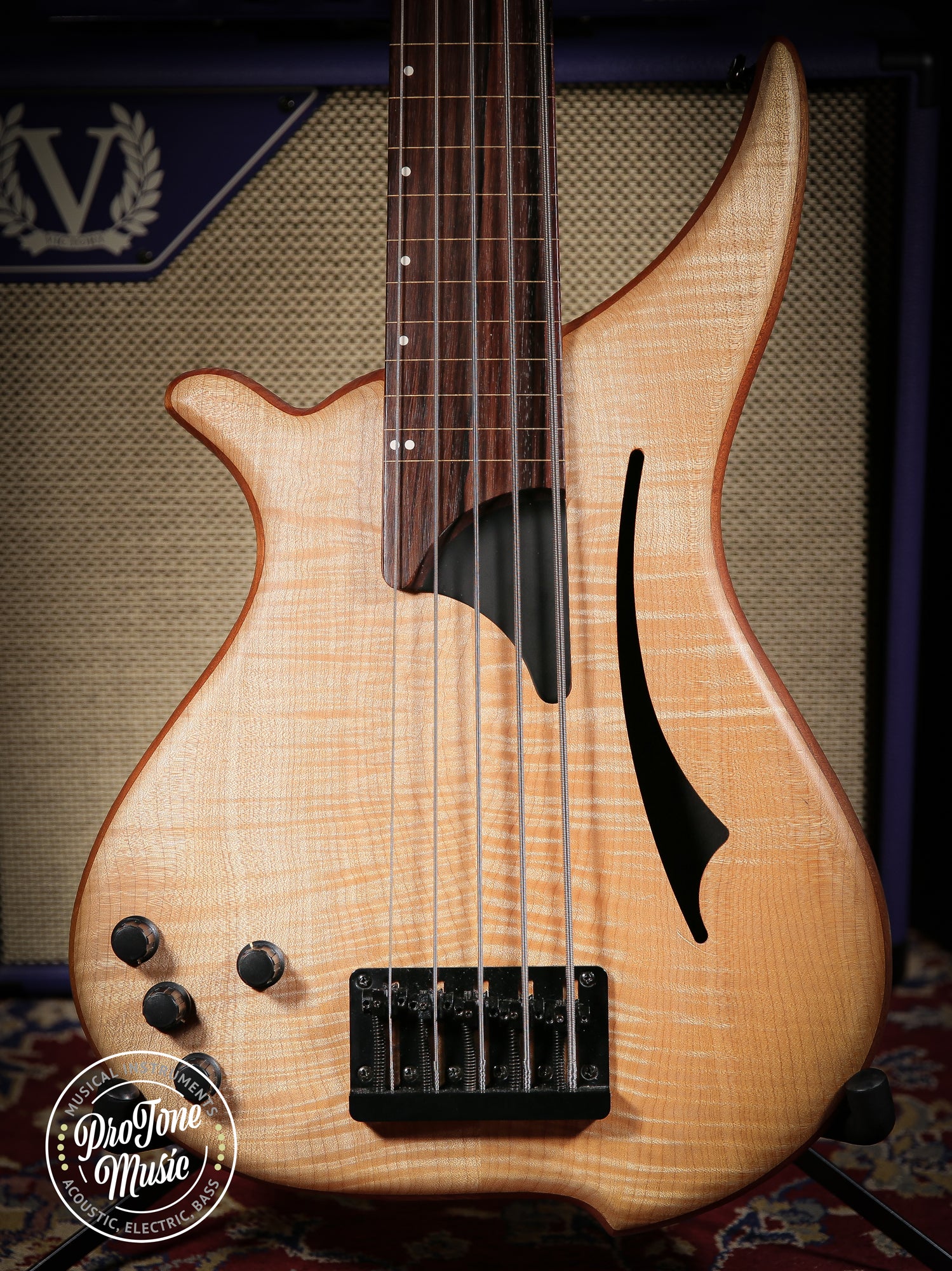 Tune WB5-FM 5 String Left Handed Fretless Bass Guitar Natural - ProTone Music