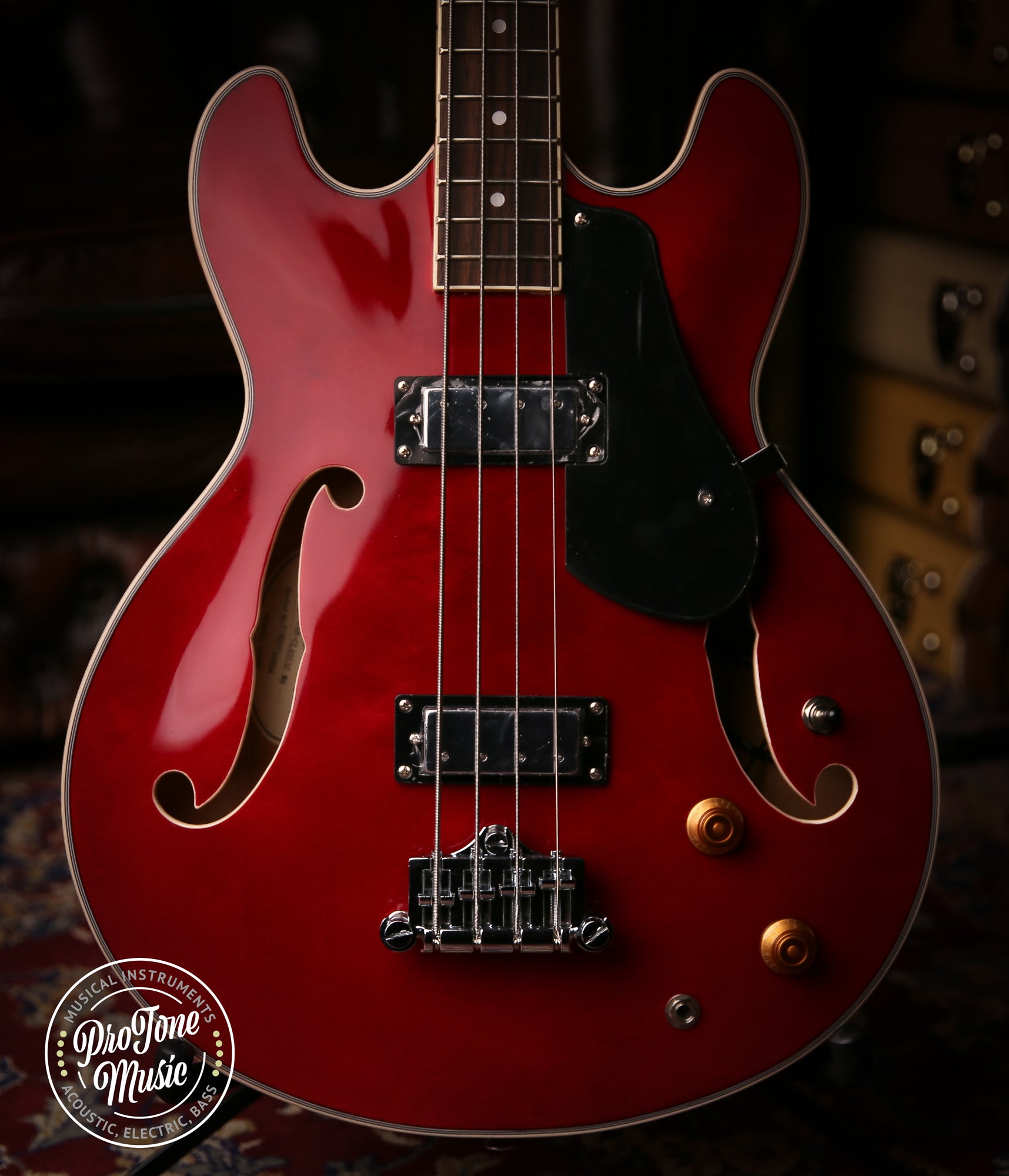 Aria TAB Classic 4 String Semi Hollow Bass Wine Red - ProTone Music