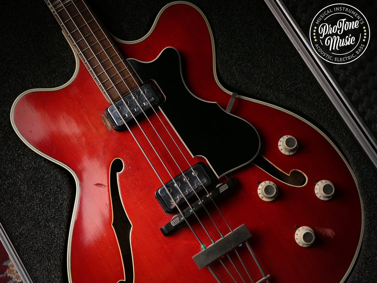 1960s Hofner Verythin Bass Cherry Red Number 107 &amp; Flight Case - ProTone Music