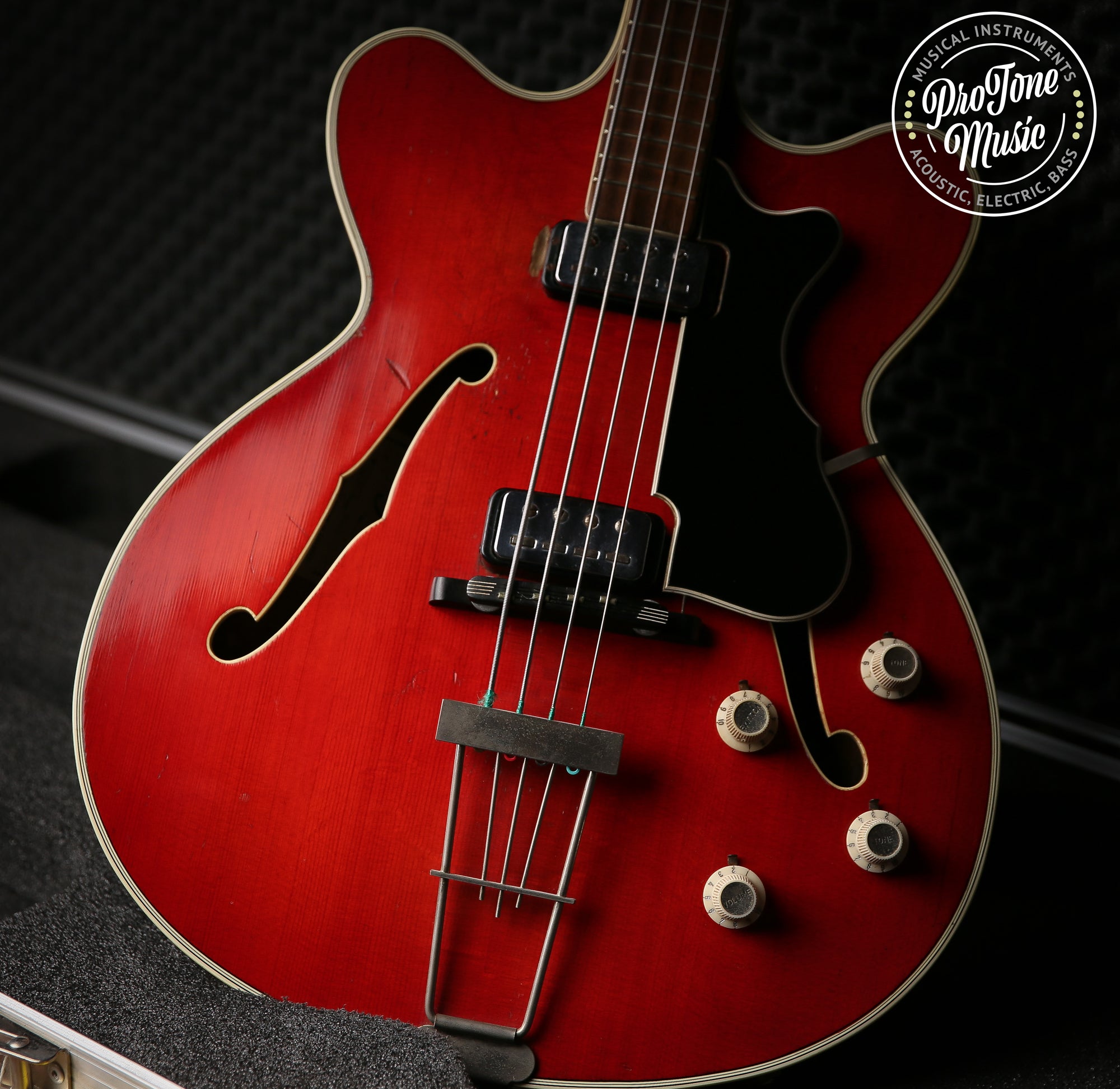 1960s Hofner Verythin Bass Cherry Red Number 107 & Flight Case - ProTone Music