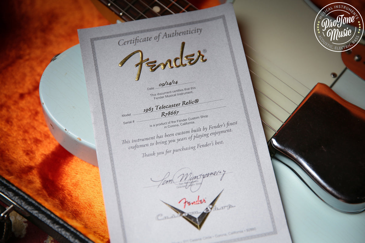 Fender USA Custom Shop 63&#39; Telecaster Sonic Blue Relic