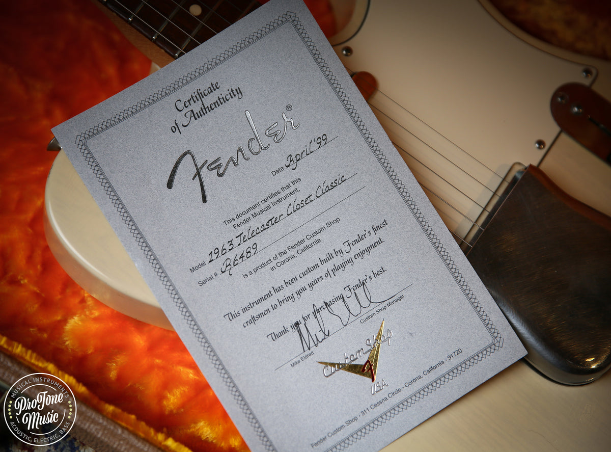 1999 Fender USA Custom Shop 63 Telecaster NOS Vintage Blonde