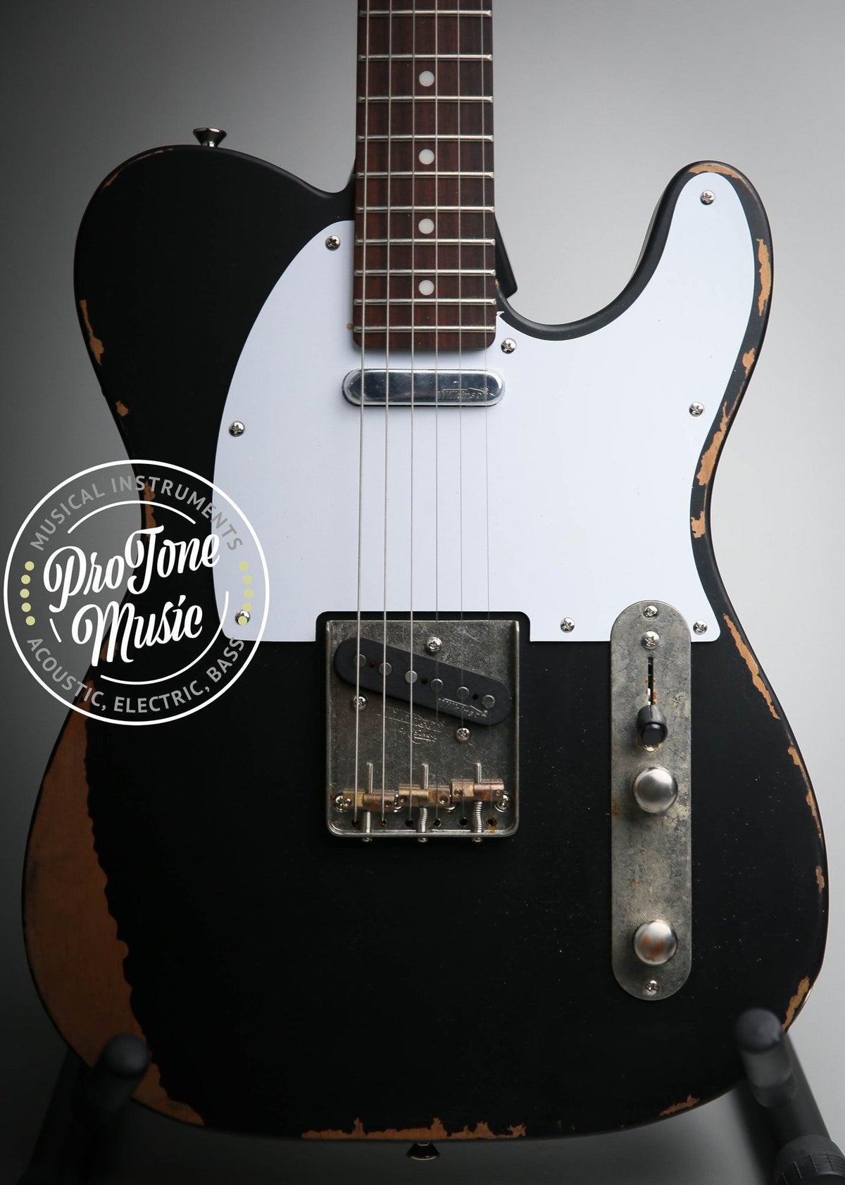 Vintage V62 ICON Electric Guitar Distressed Black - ProTone Music
